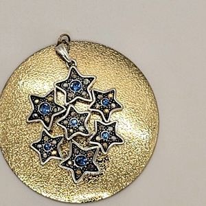 Pendant for Scarf/Necklace Jewelry, with Blue, Gold, and Iridescent Coloring